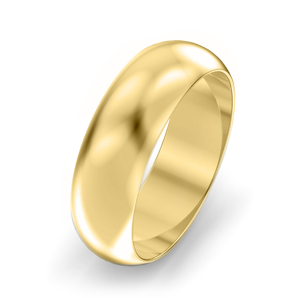 Yellow Gold D-Shaped Band Wedding Rings Medium Weight Choice of Widths and Size 