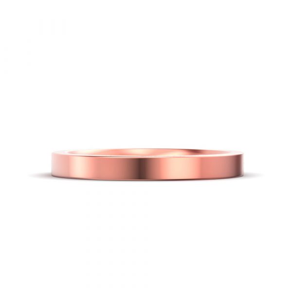 flat court shape wedding ring rose gold FCS HW MM RG C