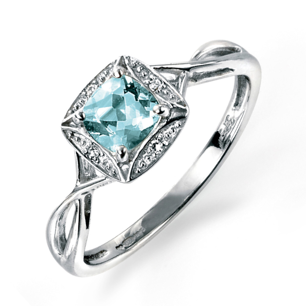 Light Aquamarine Diamond Ring | Autumn and May |Designed in London