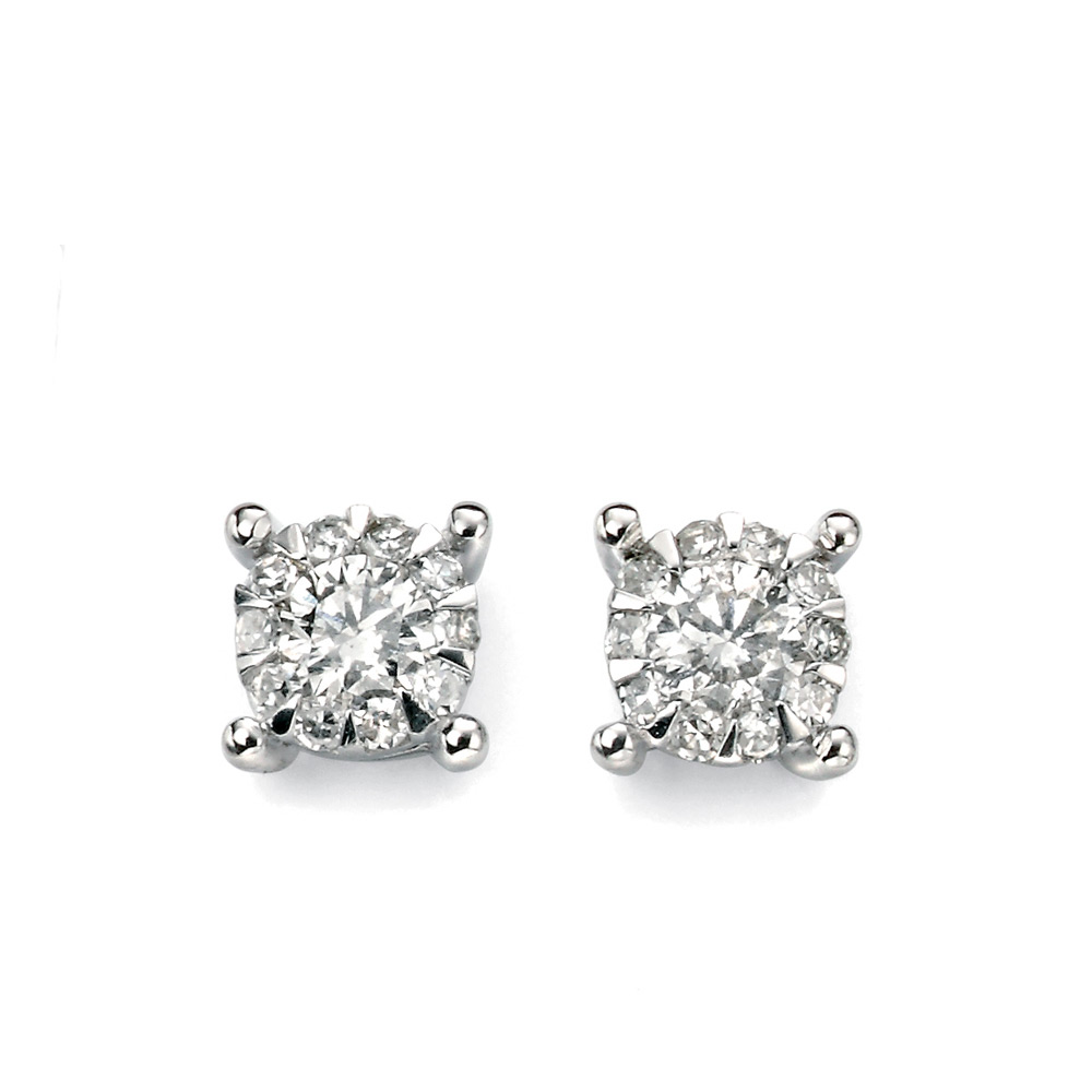 Diamond Cluster Solitaire Earrings | Autumn and May |Designed in London