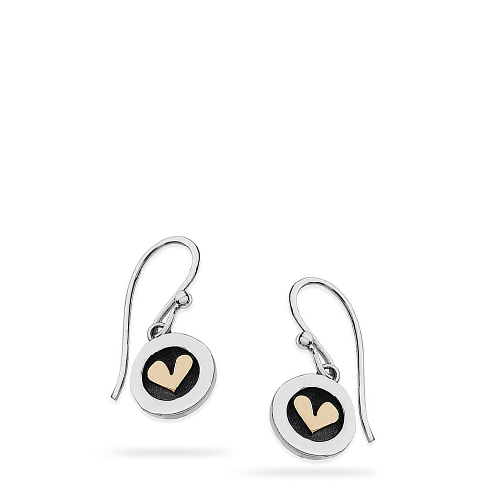 Linda Macdonald meadow silver and gold heart earrings DMDEHL