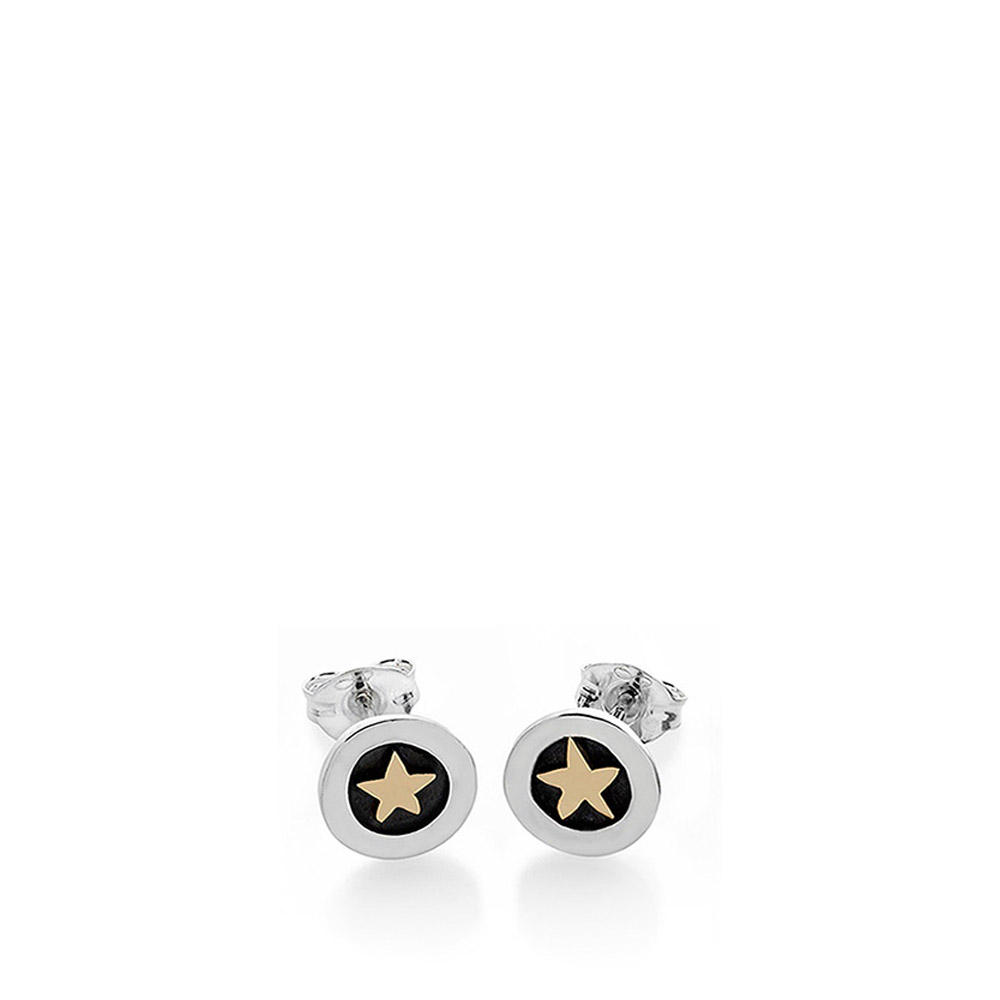 Linda Macdonald silver and gold twilight star earrings STW A