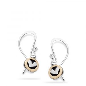 Linda Macdonald silver and gold moondance collection heart earrings DM Y