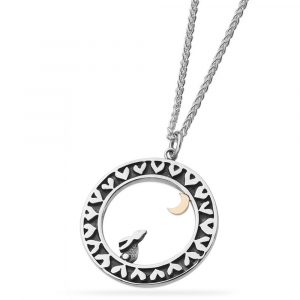 Linda Macdonald silver and gold moondance collection hare and heart necklace EMH
