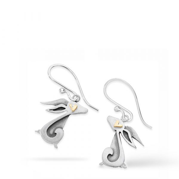 Linda Macdonald silver and gold eden hare earrings DHARE