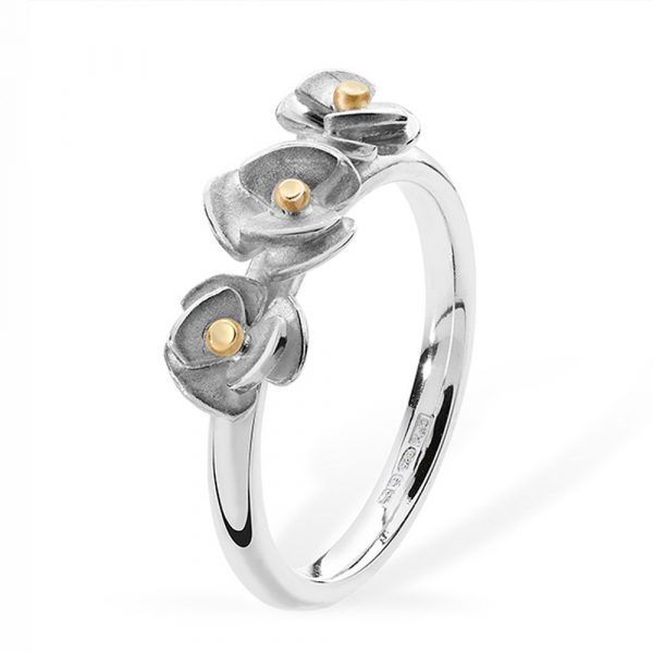 Linda Macdonald silver and gold eden flower ring REDF