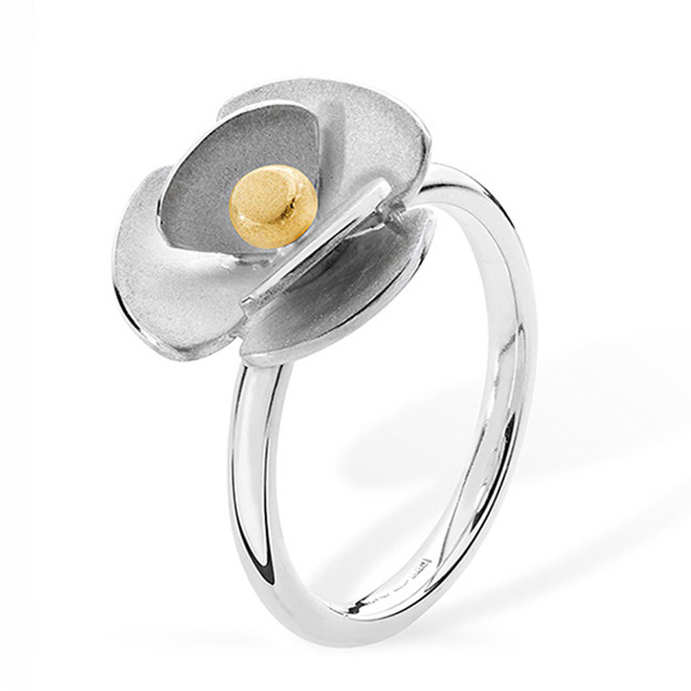 Linda Macdonald silver and gold eden flower ring REDFL