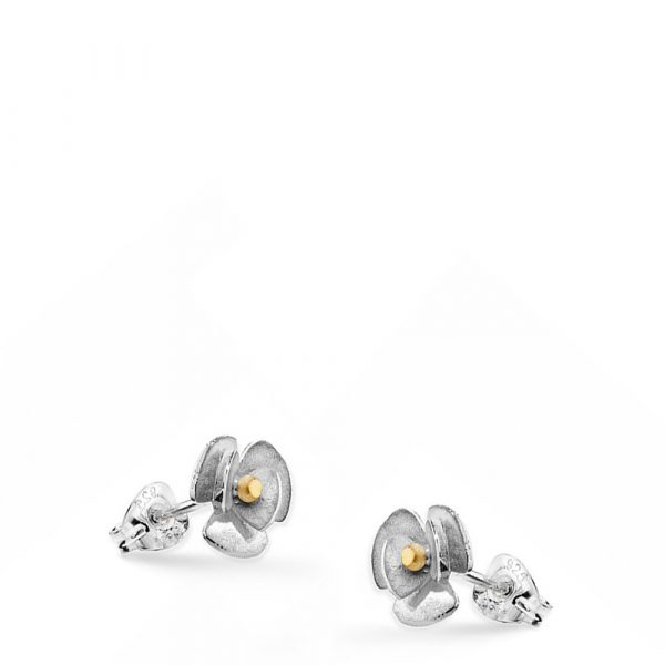 Linda Macdonald silver and gold eden flower earrings SEDF A