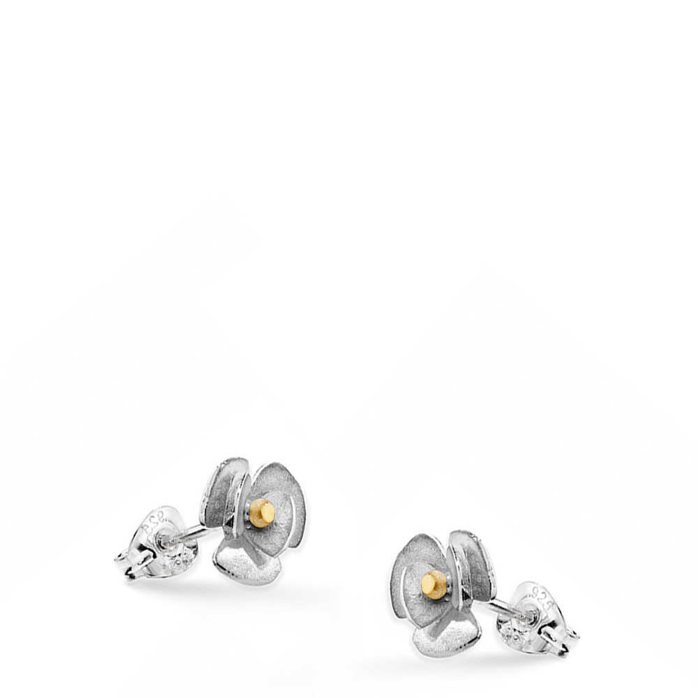Linda Macdonald silver and gold eden flower earrings SEDF A