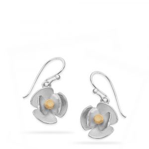 Linda Macdonald silver and gold eden flower earrings DEDFL A