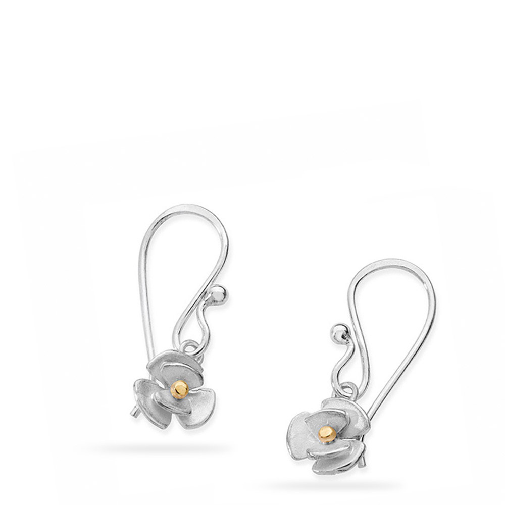 Linda Macdonald silver and gold eden flower earrings DEDFS