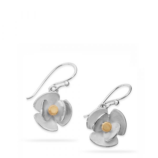 Linda Macdonald silver and gold eden flower earrings DEDFL