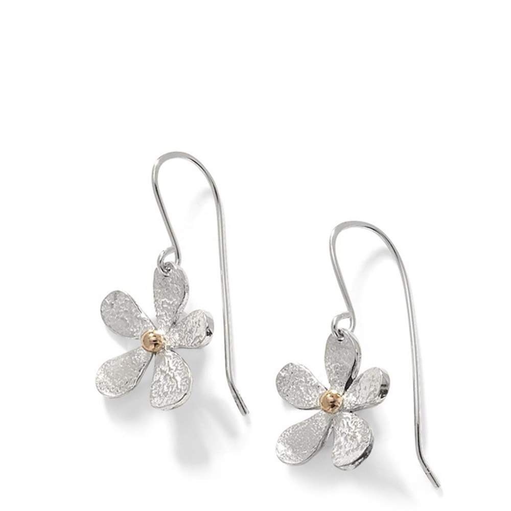 Linda Macdonald silver and gold daisy earrings DDM A