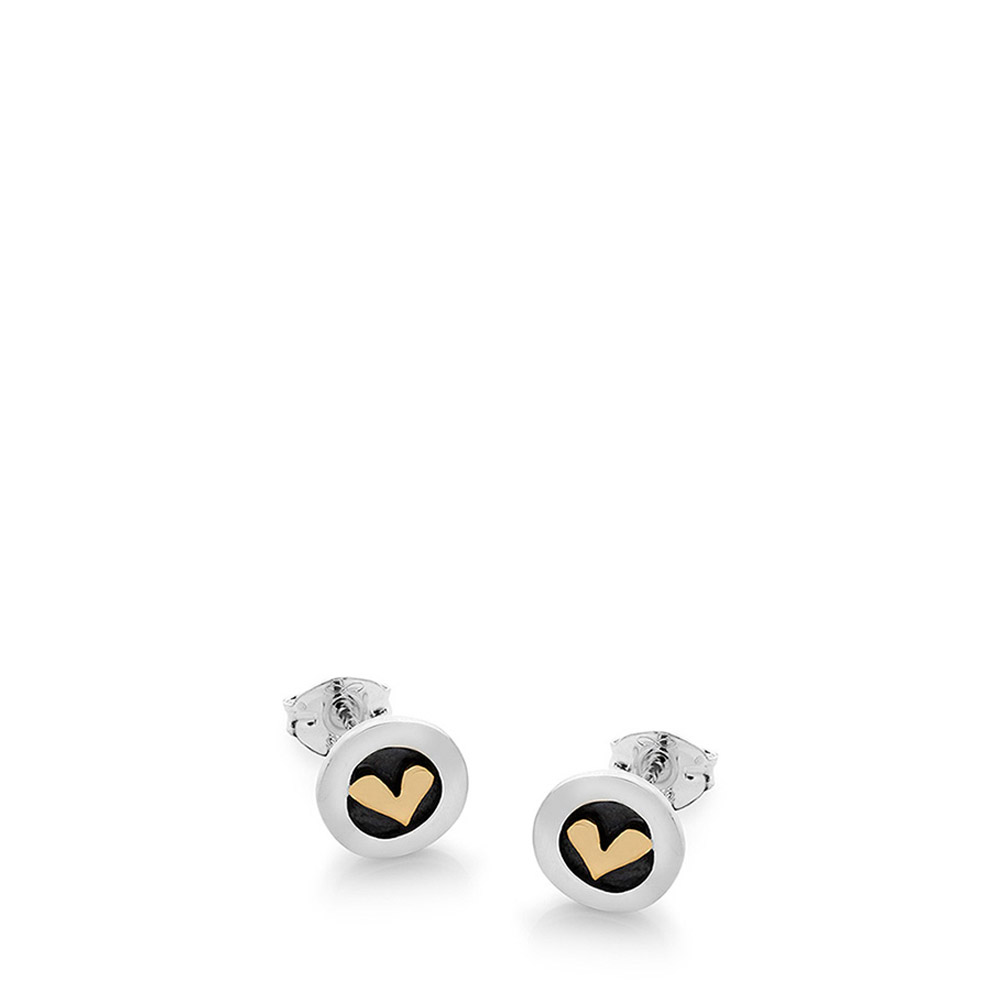 Linda Macdonald meadow silver and gold heart earrings SMEDH