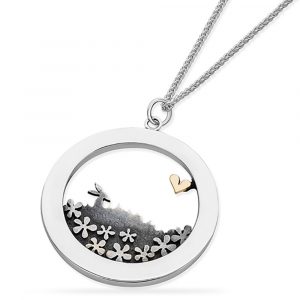 Linda Macdonald meadow silver and gold hare necklace EMEDHL