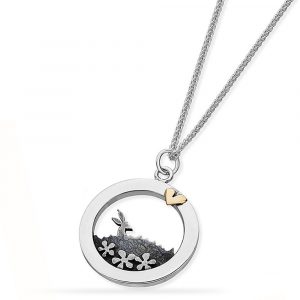 Linda Macdonald meadow silver and gold hare necklace EMEDHS