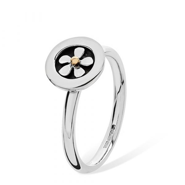 Linda Macdonald meadow silver and gold flower ring RMEDL