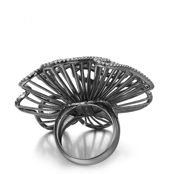 Fei Liu designer made cascade collection sterling silver with black rhodium finish CZ C