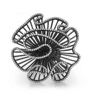 Fei Liu designer made cascade collection sterling silver with black rhodium finish CZ