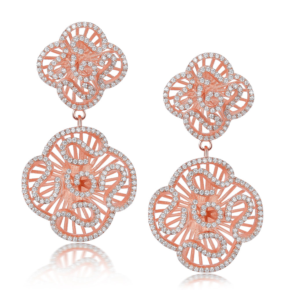 Fei Liu designer made cascade collection rose gold vermeil on sterling silver CZ