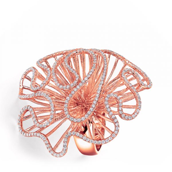Fei Liu designer made cascade collection rose gold vermeil on sterling silver CZ D