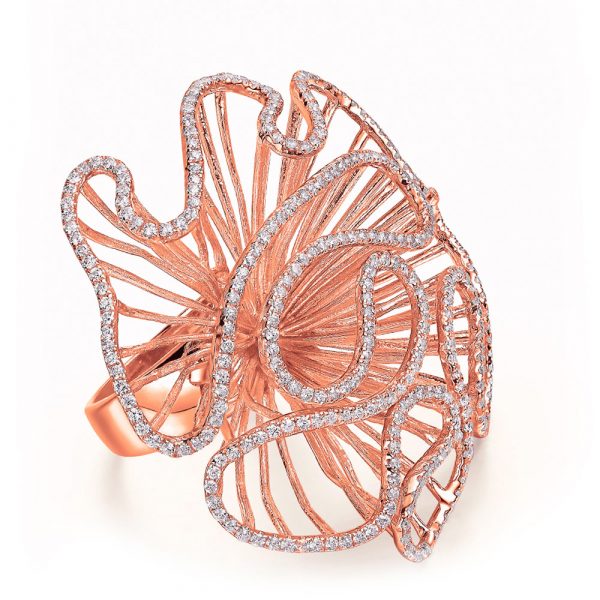 Fei Liu designer made cascade collection rose gold vermeil on sterling silver CZ C
