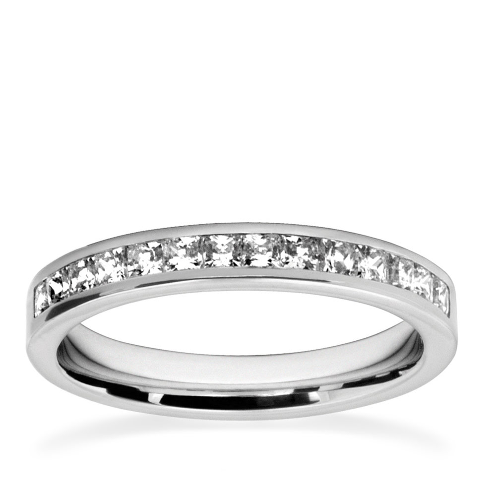 Princess cut diamond eternity ring white gold WA B