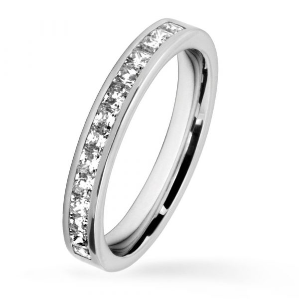 Princess cut diamond eternity ring white gold WA