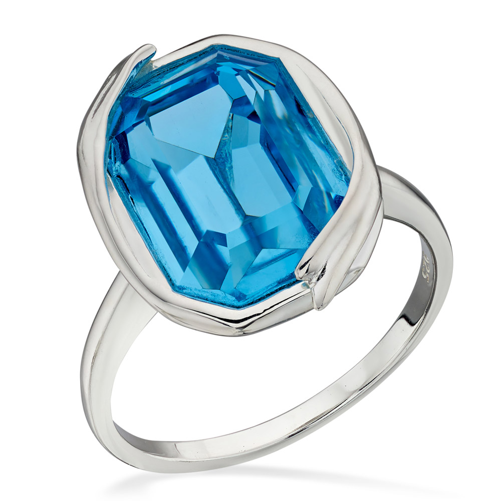Blue Swarovski Crystal Ring | Pear Ring Swarovski | Mindy | Bidiliia