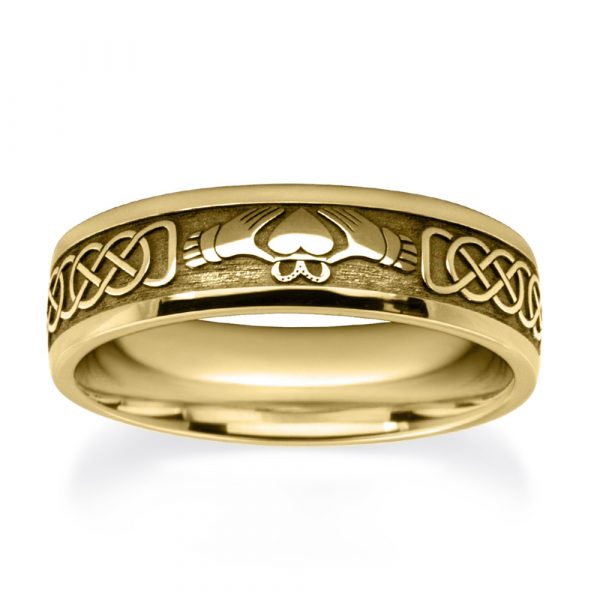 Yellow Gold Patterned Wedding Rings W YG A