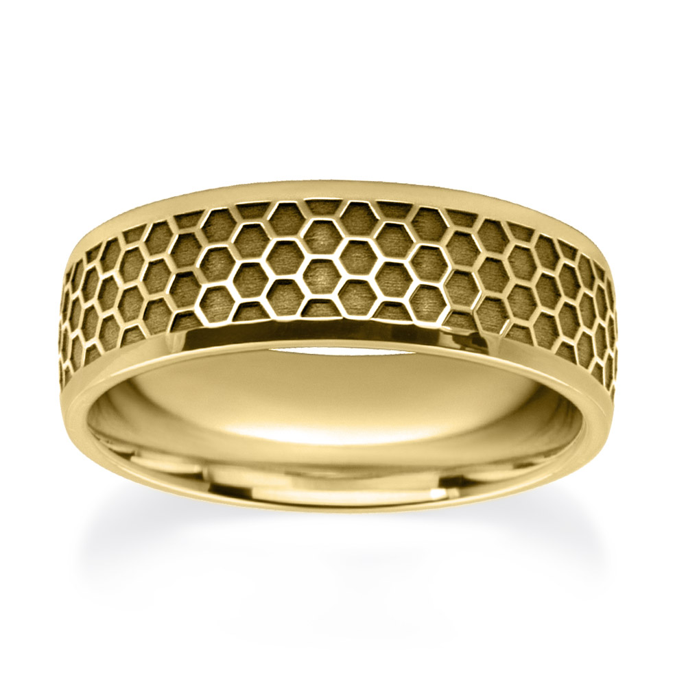 Honeycomb Wedding Rings in yellow gold W7545-YG-A