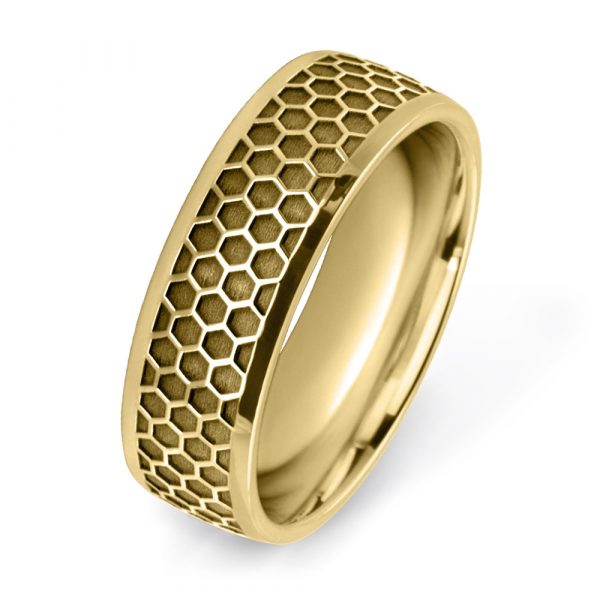 Honeycomb Wedding Rings in yellow gold W7545-YG-A