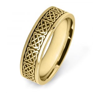 Yellow Gold Patterned Wedding Rings W YG