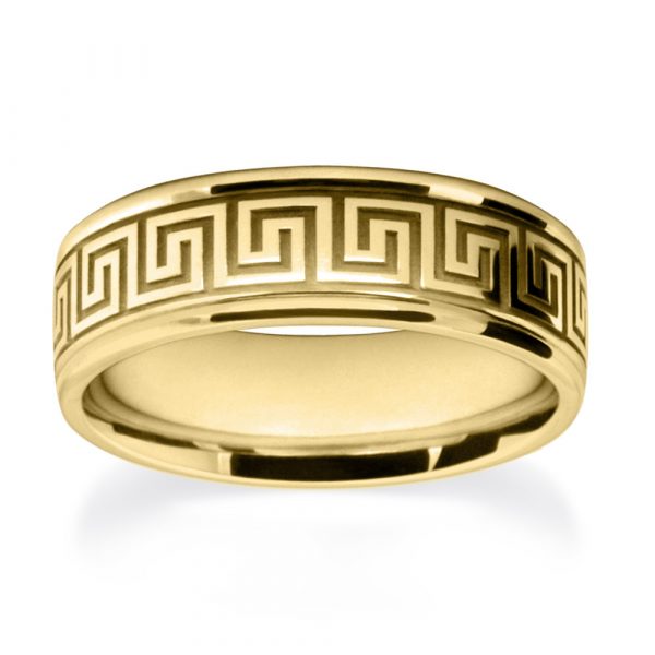 Yellow Gold Meander Patterned Wedding Rings W7507-YG-A