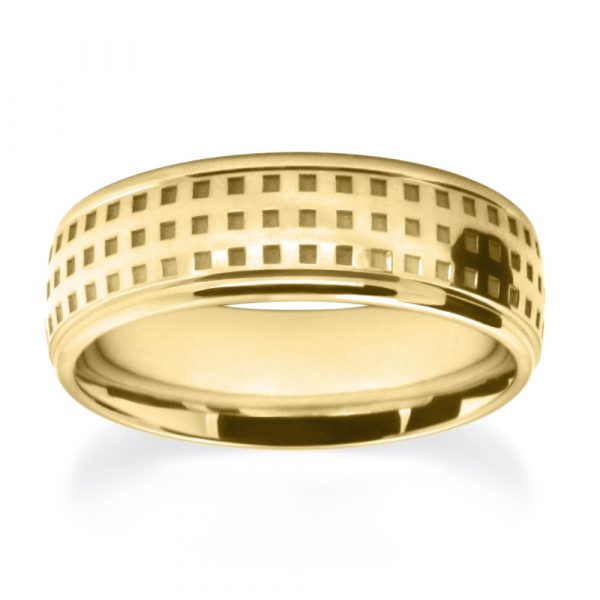 Yellow Gold Pincheck Pattern Wedding Ring W7501-YG-A