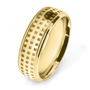 Yellow Gold Pincheck Pattern Wedding Ring W7501-YG-A