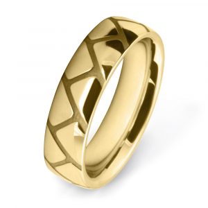 Yellow Gold Patterned Wedding Rings W YG