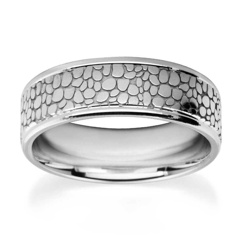 White Gold Patterned Wedding Rings W WG A