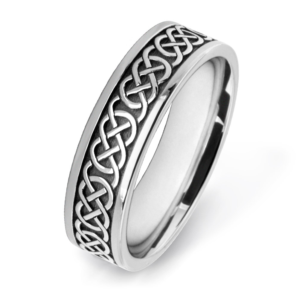 White Gold Patterned Wedding Rings W WG