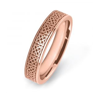 Ladies Gold Rose Celtic Wedding Rings W7538-4MM