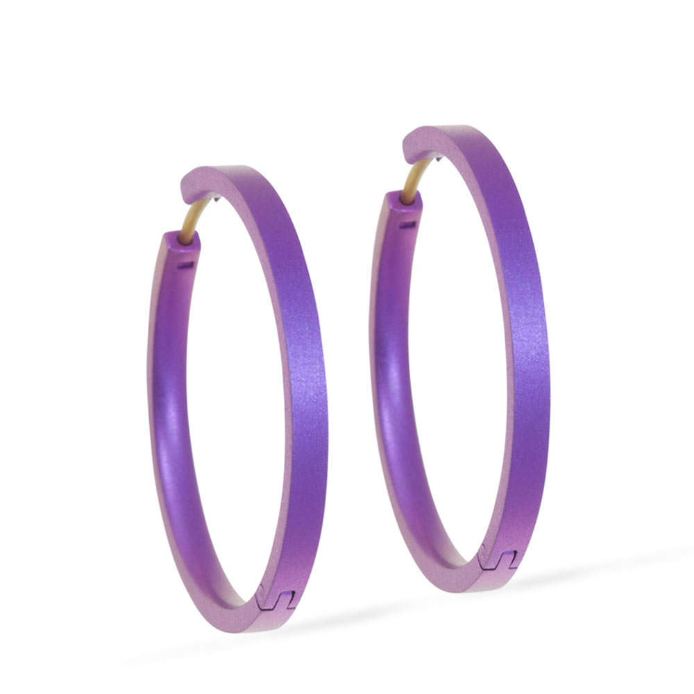 Ti2 Titanium Large Hoop Earrings Imperial Purple 
