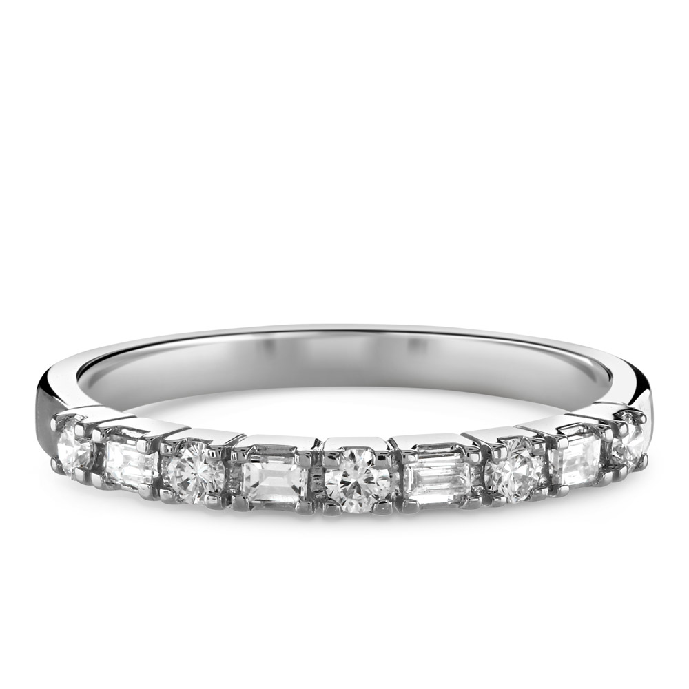 French Art Deco Platinum Baguette Diamond Half Eternity Ring (820N) | The  Antique Jewellery Company