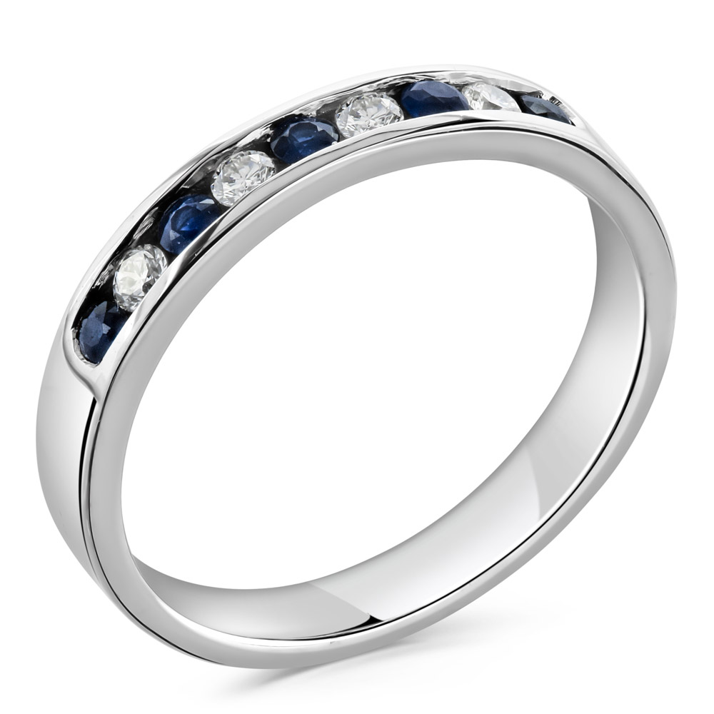 Blue Sapphire and Diamond Eternity Ring X A