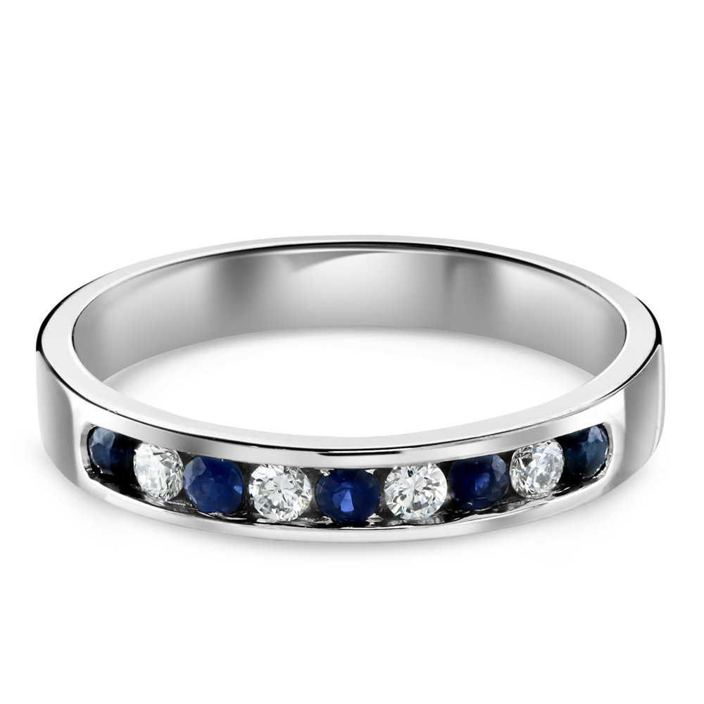 Cluster Anniversary Oval Sapphire Ring In 14K White Gold | Fascinating  Diamonds