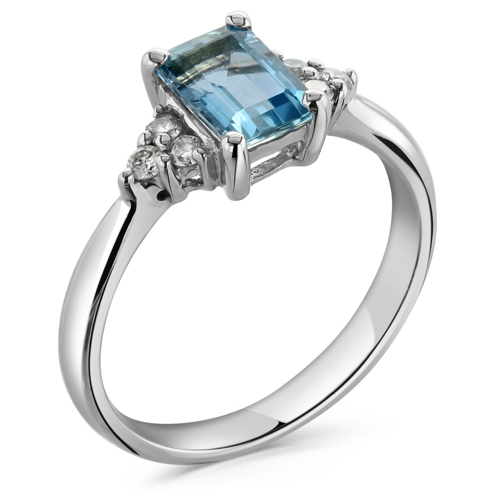 Aquamarine and Diamond Engagement Ring X B A