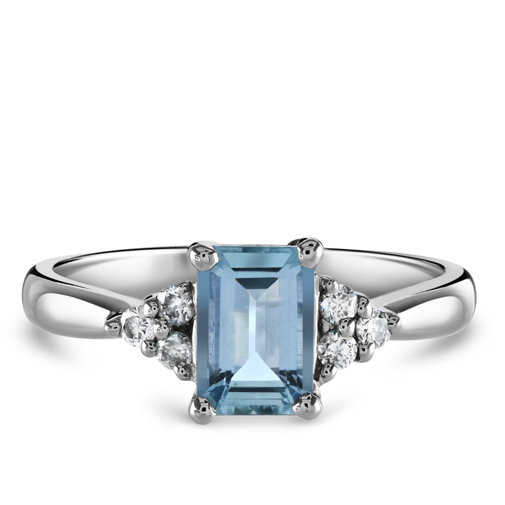 White Gold Aquamarine Engagement Ring With Diamonds – ANTOANETTA