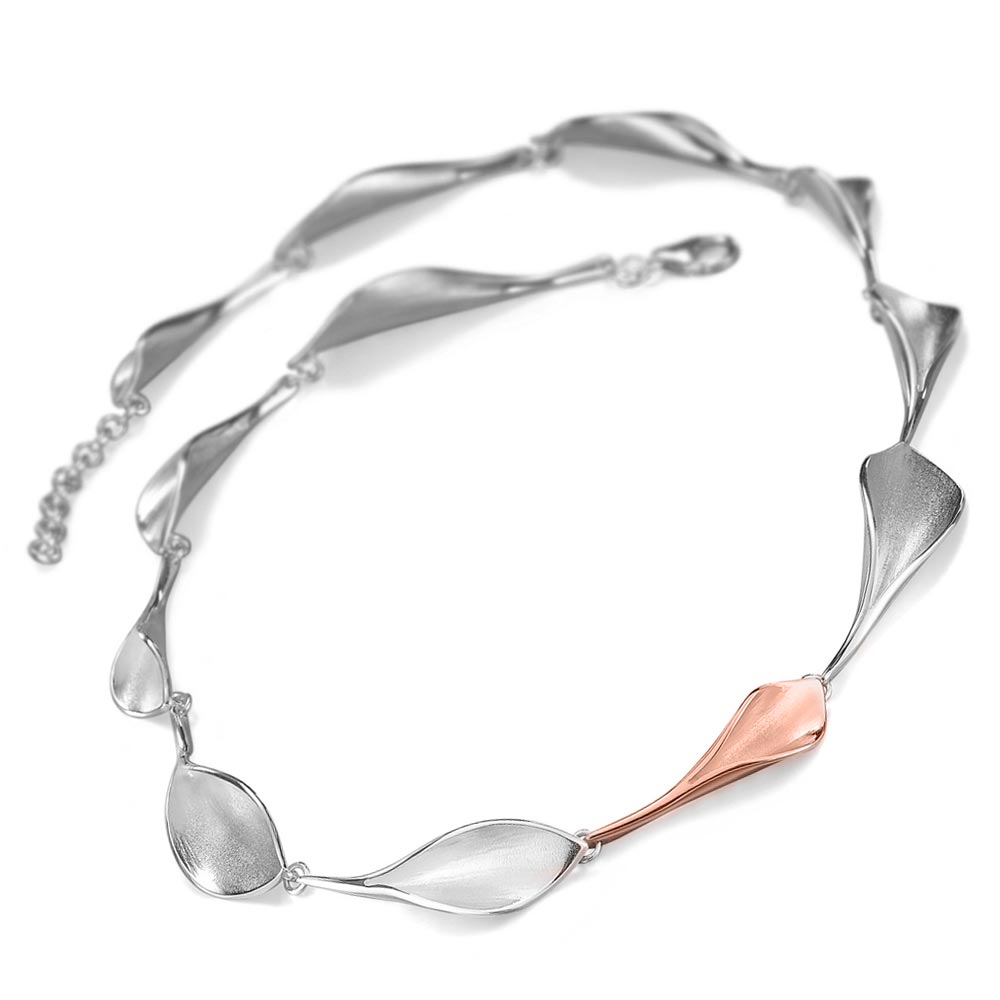 WFN Calla Lily Necklace silver and rose red gold