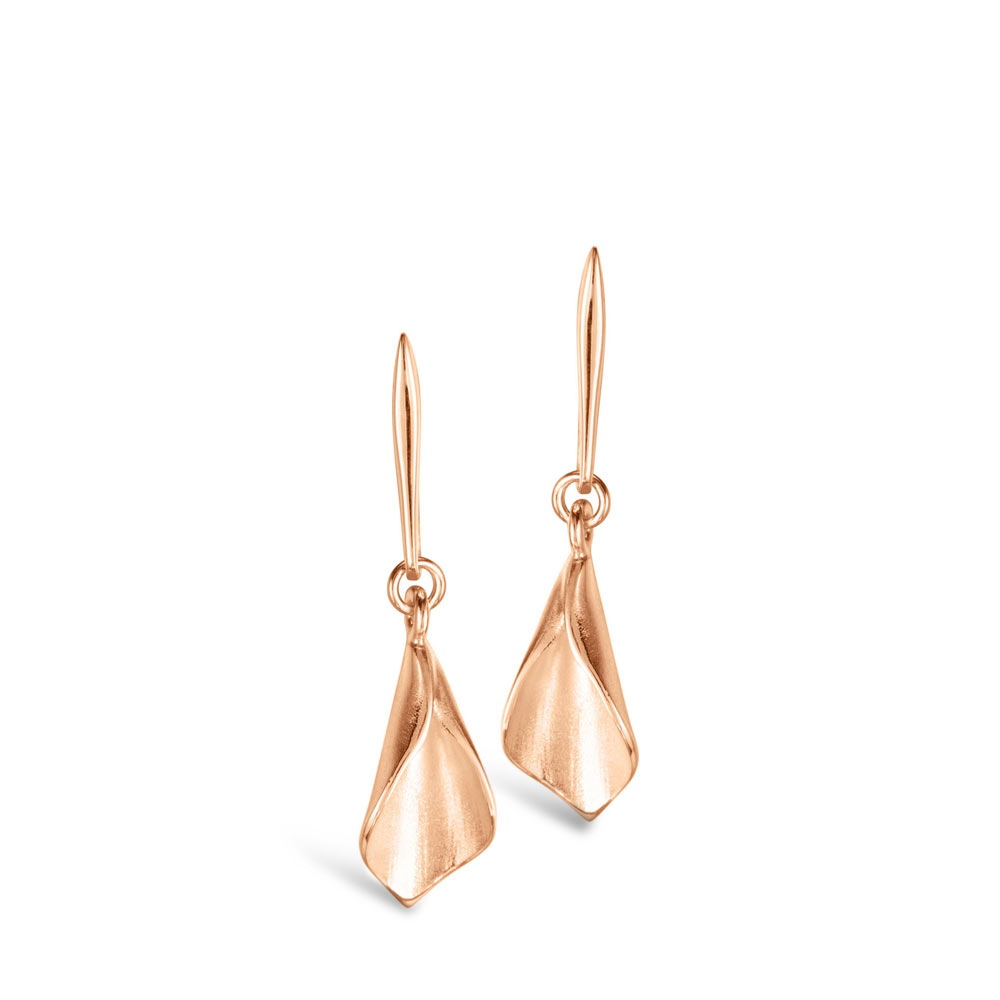 WE Lilium Calla Lily Drop Earring Rose Red Gold