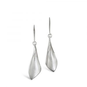 WE Lilium Calla Lily Wide Drop Earrings Silver