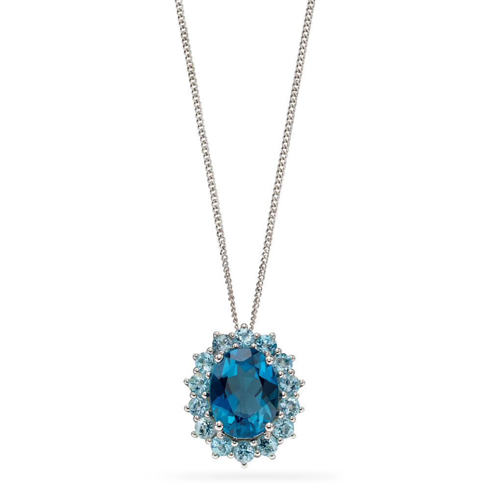 12.10 ct. t.w. London, Swiss Blue and White Topaz Collar Necklace in  Sterling Silver | Ross-Simons